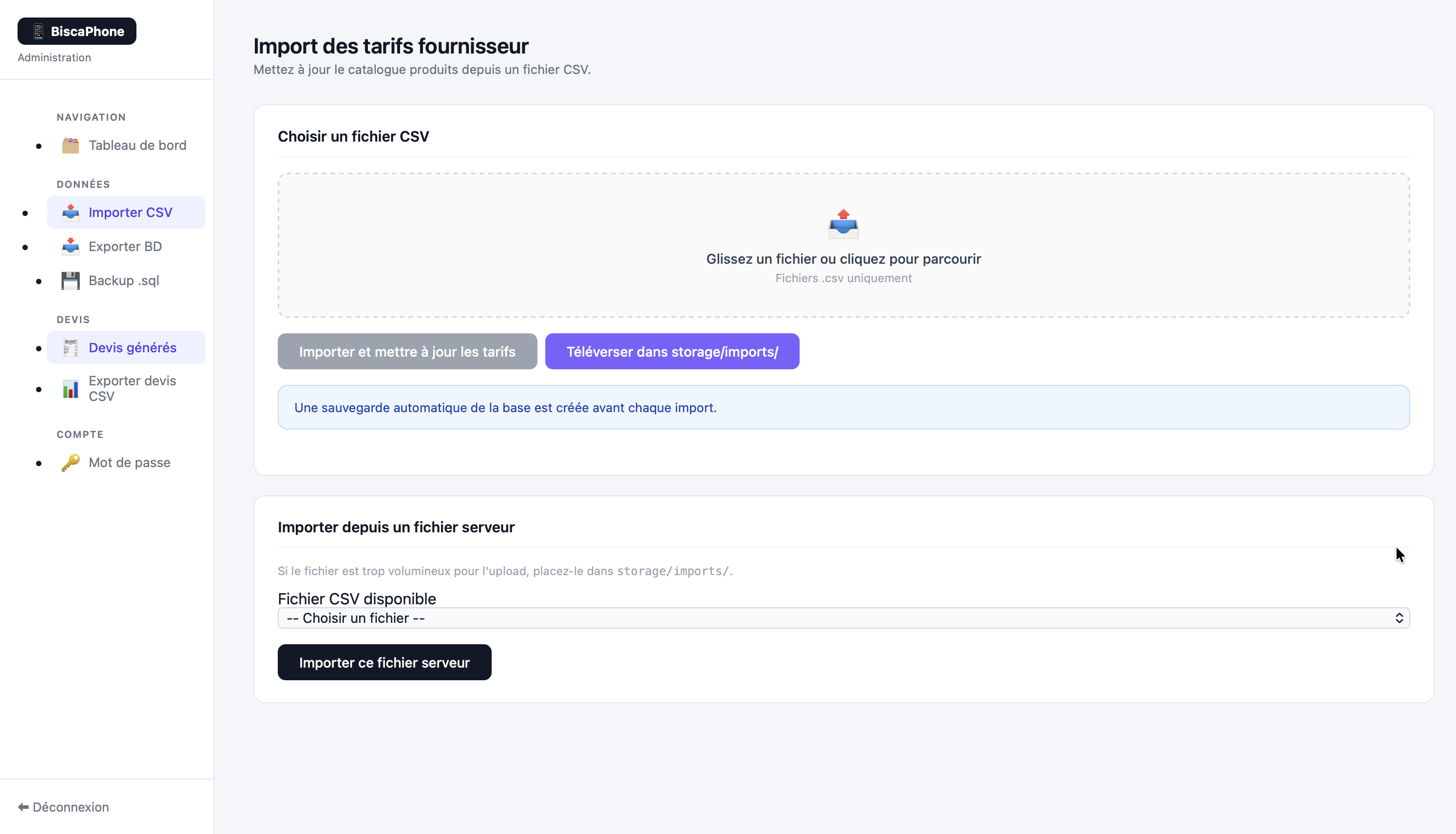 Aperçu 3 de Gestion de Devis pour Biscaphone
